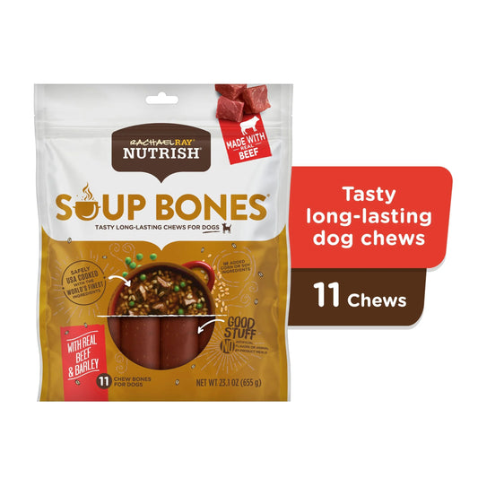 Rachael Ray  Soup Bones – Delicious Beef & Barley Chews for Dogs, 11 Count